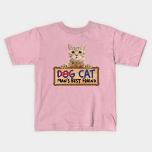 Cat Man's Best Friend Kids T-Shirt